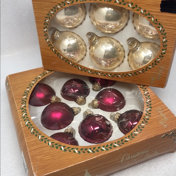 Vintage Christmas by Krebs Gold Ornaments Red Ornaments 2 Boxes 14 Total - Picture 1 of 16